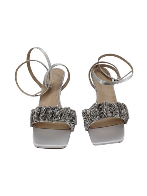 silver women's sandal with rhinestone band Twenty Fourhaitch | JALILAARGENTO